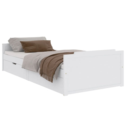 Bedframe met lades massief grenenhout wit 90x200 cm