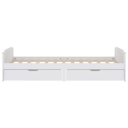 Bedframe met lades massief grenenhout wit 90x200 cm