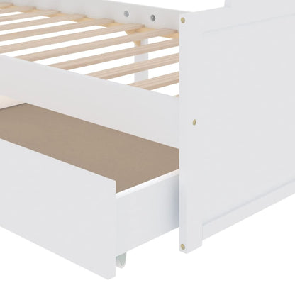 Bedframe met lades massief grenenhout wit 90x200 cm