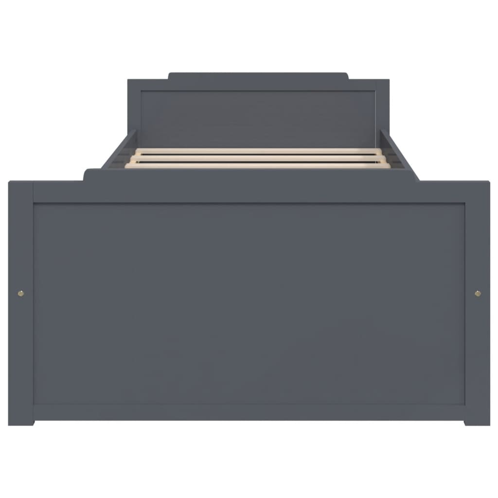 Bedframe met lades massief grenenhout donkergrijs 90x200 cm