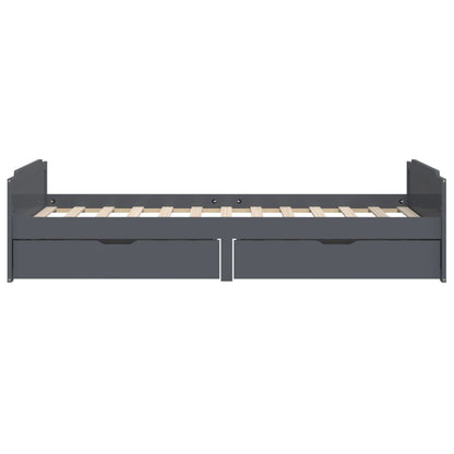 Bedframe met lades massief grenenhout donkergrijs 90x200 cm