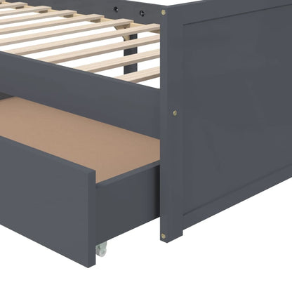 Bedframe met lades massief grenenhout donkergrijs 90x200 cm