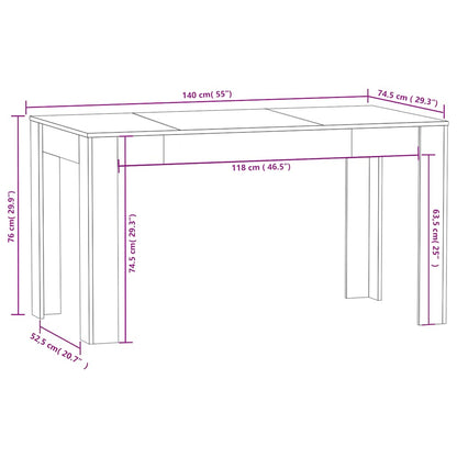 Eettafel 140x74,5x76 cm bewerkt hout wit