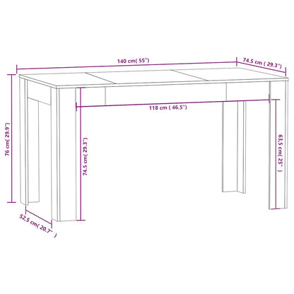 Eettafel 140x74,5x76 cm spaanplaat zwart