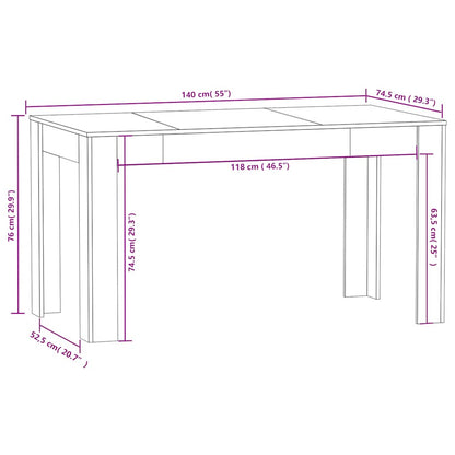Eettafel 140x74,5x76 cm spaanplaat betongrijs