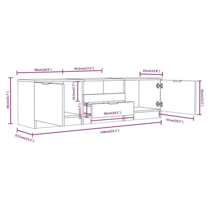 Tv-meubel 140x35x40 cm bewerkt hout zwart