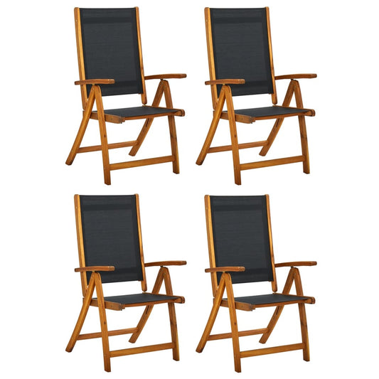 Tuinstoelen inklapbaar 4 st massief acaciahout en textileen