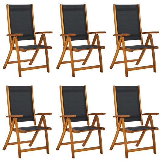 Tuinstoelen inklapbaar 6 st massief acaciahout en textileen