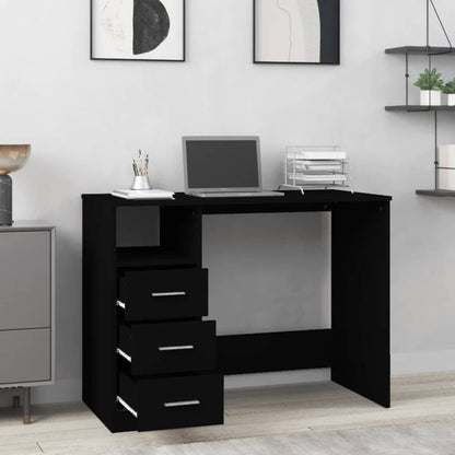 Bureau met lades 102x50x76 cm bewerkt hout zwart