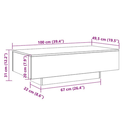 Salontafel 100x49,5x31 cm bewerkt hout bruin eikenkleur