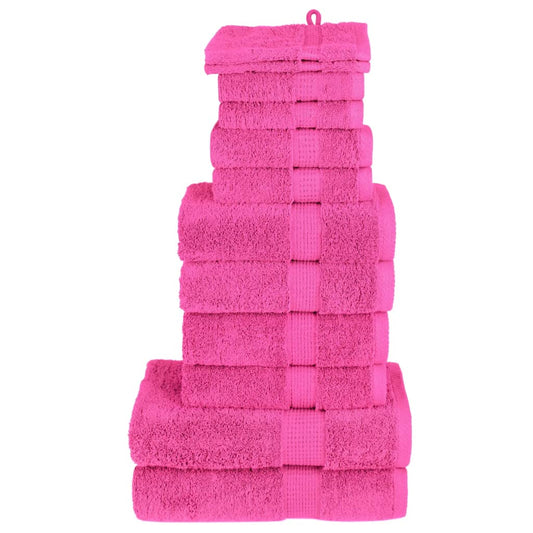 12-delige Handdoekenset SOLUND 600 g/m² roze