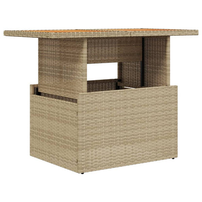 Tuintafel 100x55x73 cm poly rotan en acaciahout beige