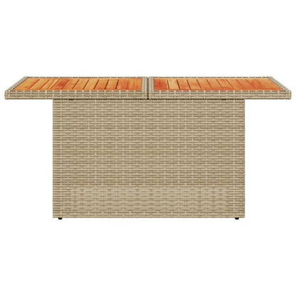 Tuintafel 100x55x73 cm poly rotan en acaciahout beige