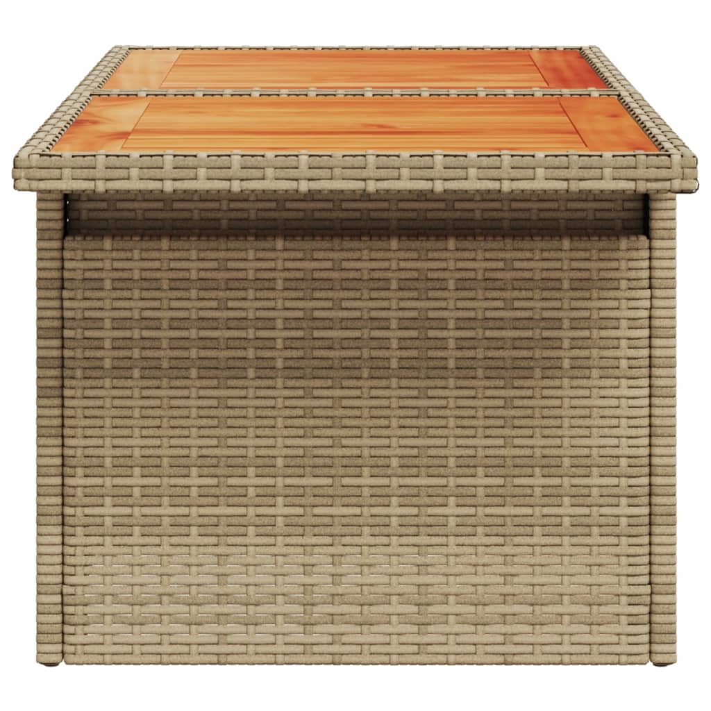 Tuintafel 100x55x73 cm poly rotan en acaciahout beige