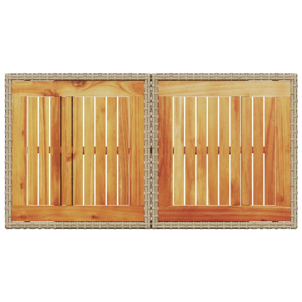 Tuintafel 100x55x73 cm poly rotan en acaciahout beige