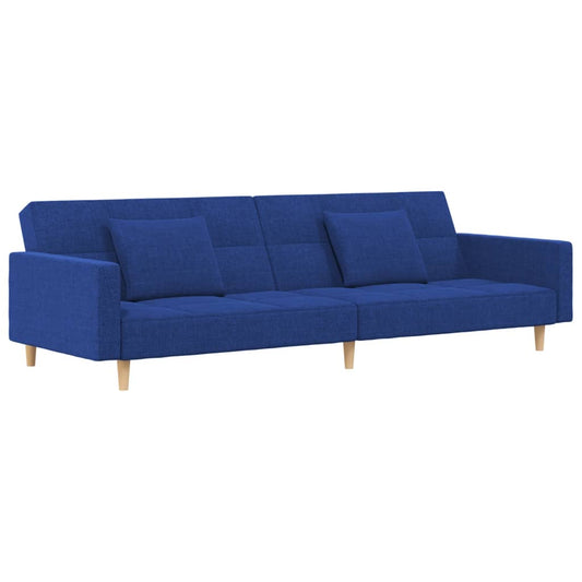 Slaapbank 2-zits met 2 kussens stof blauw