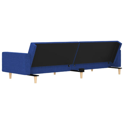 Slaapbank 2-zits met 2 kussens stof blauw