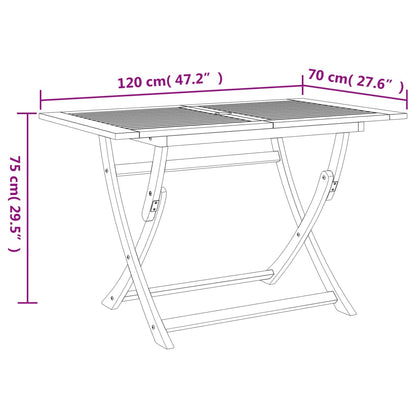 Tuintafel inklapbaar 120x70x75 cm massief acaciahout