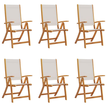 Tuinstoelen inklapbaar 6 st massief acaciahout en textiel