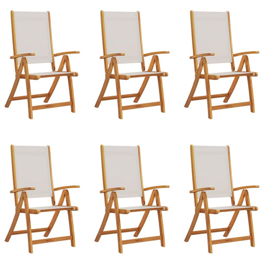 Tuinstoelen inklapbaar 6 st massief acaciahout en textileen