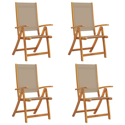 Tuinstoelen inklapbaar 4 st massief acaciahout en textileen