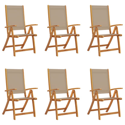 Tuinstoelen inklapbaar 6 st massief acaciahout en textiel