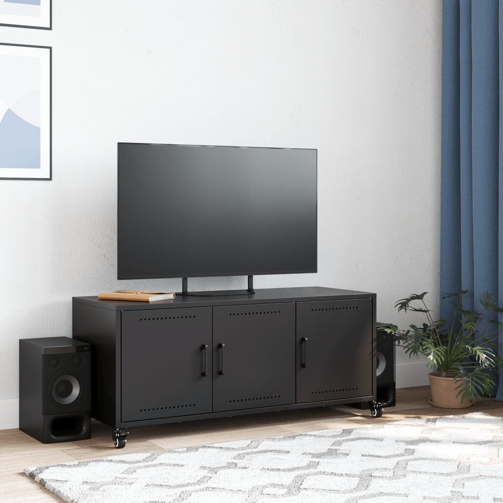 Tv-meubel 100,5x39x43,5 cm staal zwart