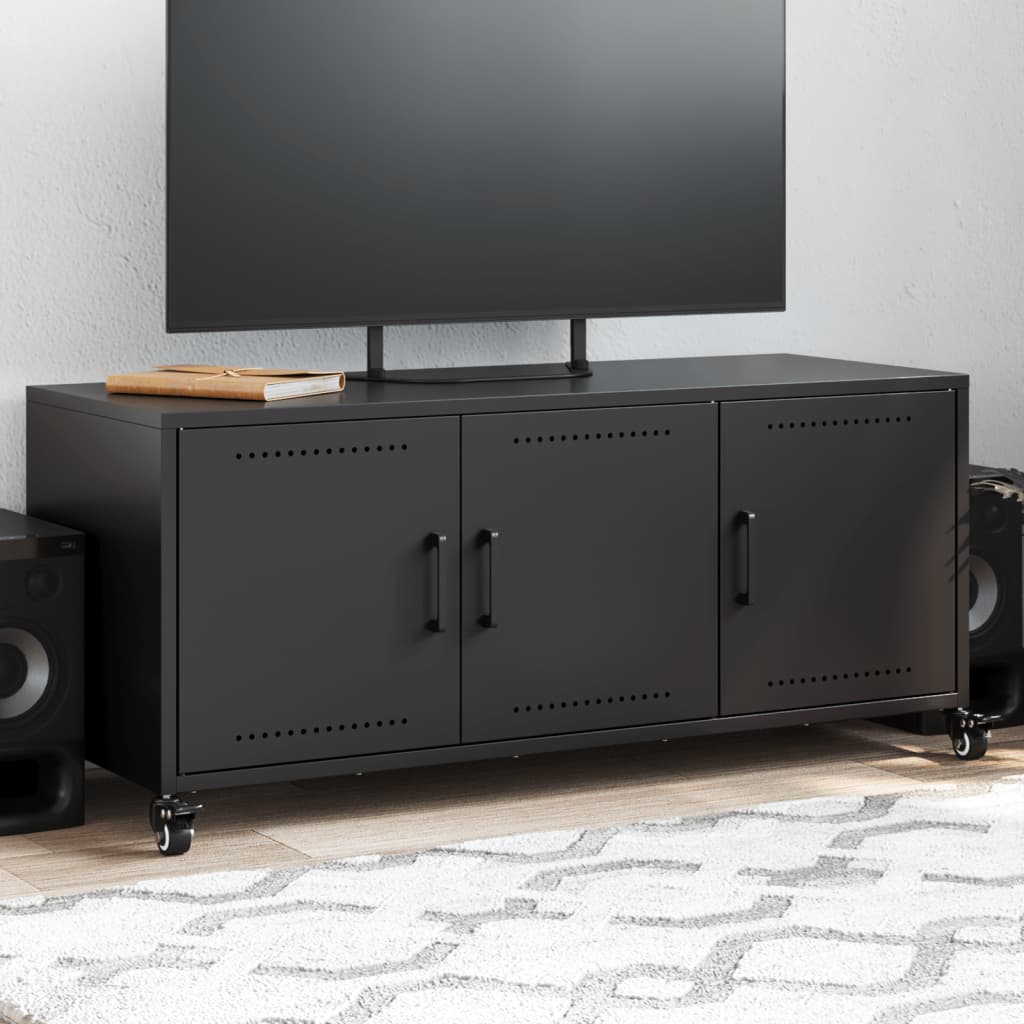 Tv-meubel 100,5x39x43,5 cm staal zwart