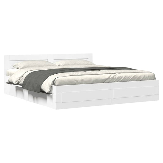 Bedframe met hoofdeinde zonder matras 180x200 cm wit