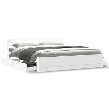 Bedframe met hoofdeinde zonder matras 180x200 cm wit