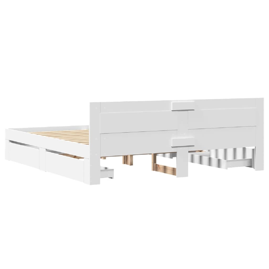 Bedframe met hoofdeinde zonder matras 180x200 cm wit