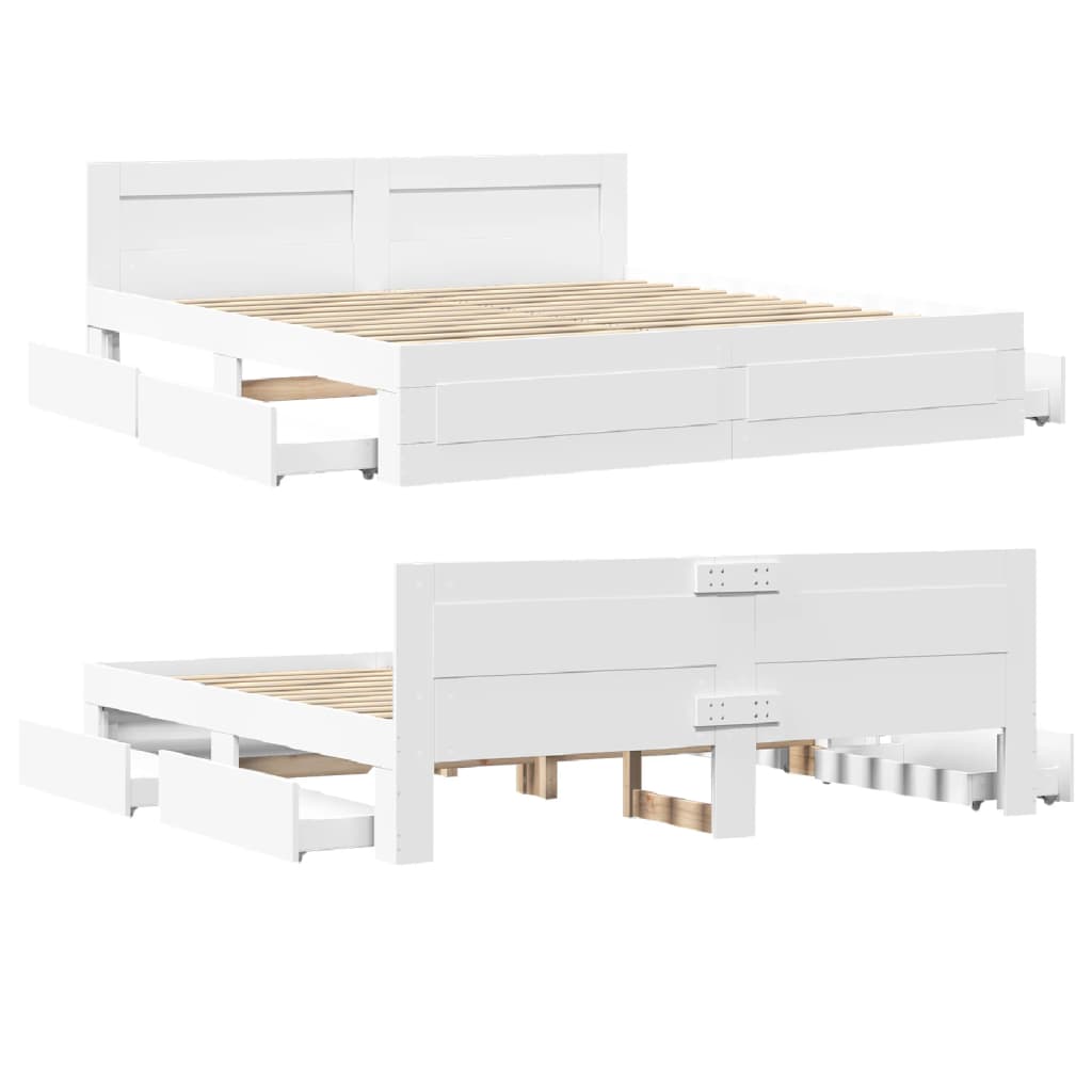 Bedframe met hoofdeinde zonder matras 180x200 cm wit