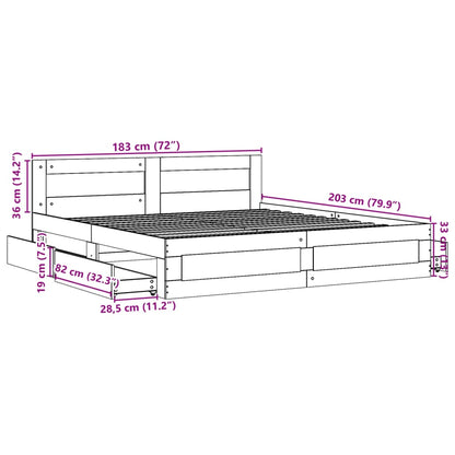 Bedframe met hoofdeinde zonder matras 180x200 cm wit