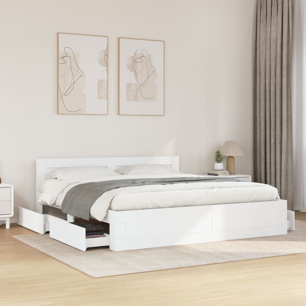 Bedframe met hoofdeinde zonder matras 180x200 cm wit