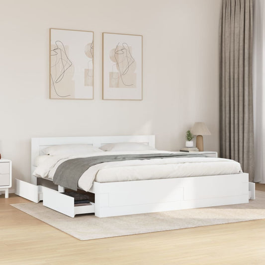Bedframe met hoofdeinde zonder matras 180x200 cm wit
