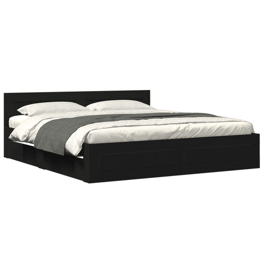 Bedframe met hoofdeinde zonder matras 180x200 cm zwart