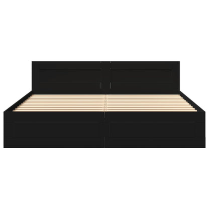 Bedframe met hoofdeinde zonder matras 180x200 cm zwart