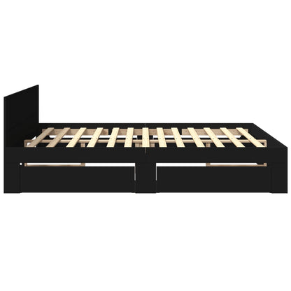 Bedframe met hoofdeinde zonder matras 180x200 cm zwart