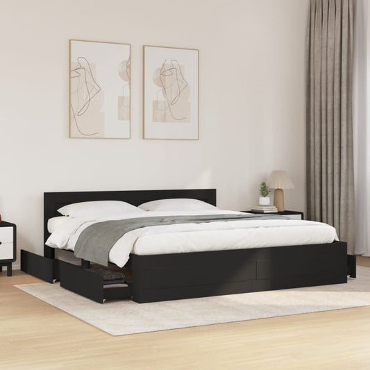 Bedframe met hoofdeinde zonder matras 180x200 cm zwart