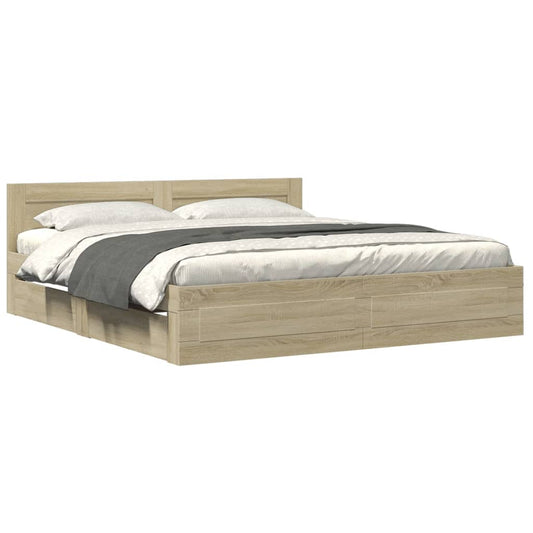 Bedframe met hoofdeinde bewerkt hout sonoma eiken 180x200 cm
