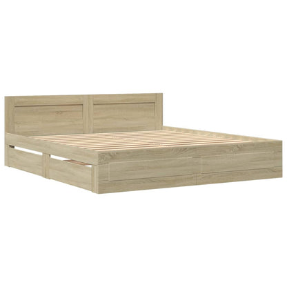Bedframe met hoofdeinde bewerkt hout sonoma eiken 180x200 cm