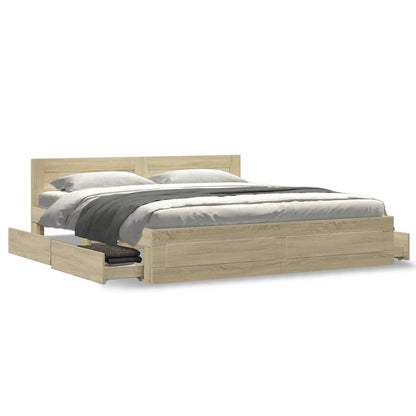 Bedframe met hoofdeinde bewerkt hout sonoma eiken 180x200 cm