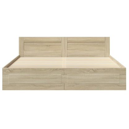 Bedframe met hoofdeinde bewerkt hout sonoma eiken 180x200 cm