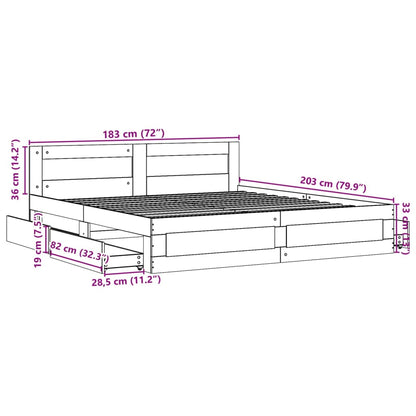 Bedframe met hoofdeinde bewerkt hout sonoma eiken 180x200 cm