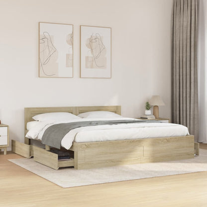 Bedframe met hoofdeinde bewerkt hout sonoma eiken 180x200 cm