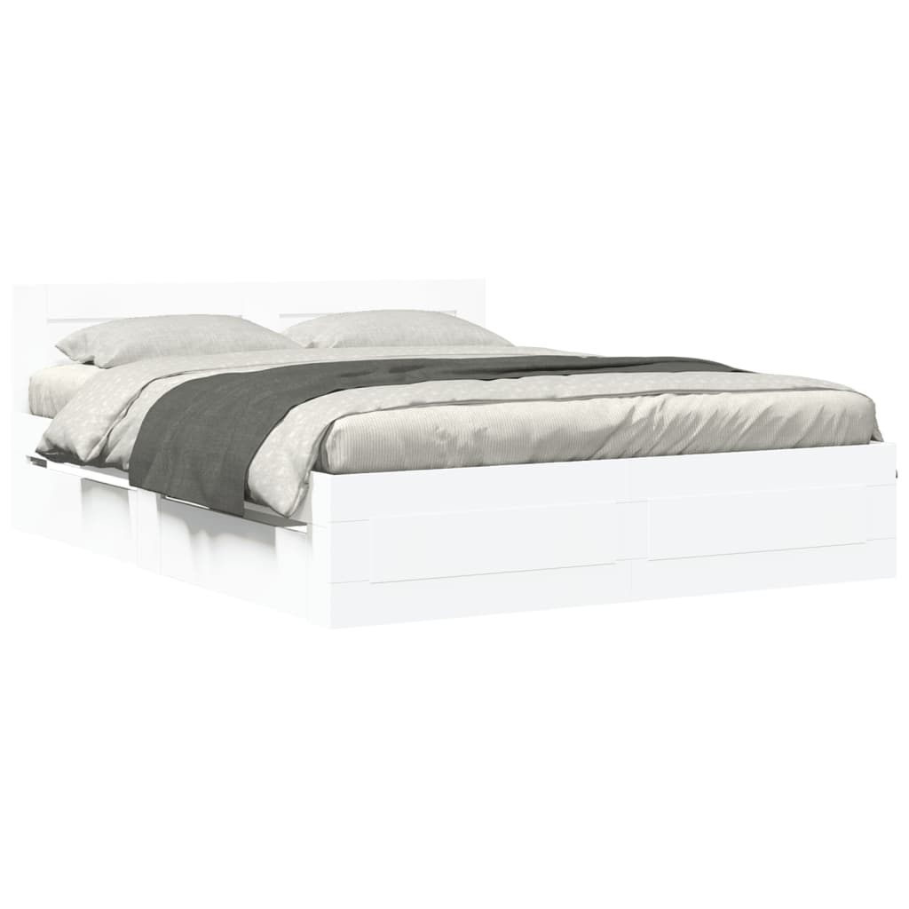 Bedframe met hoofdeinde zonder matras 160x200 cm wit