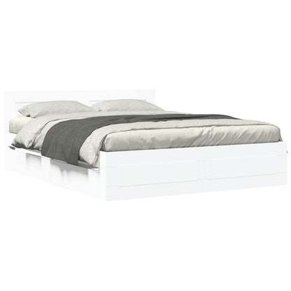 Bedframe met hoofdeinde zonder matras 160x200 cm wit