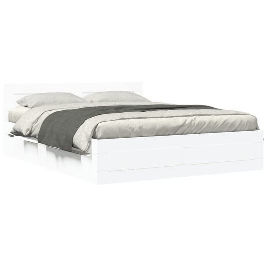 Bedframe met hoofdeinde zonder matras 160x200 cm wit