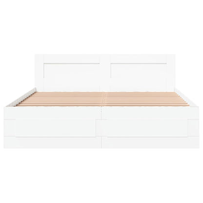 Bedframe met hoofdeinde zonder matras 160x200 cm wit