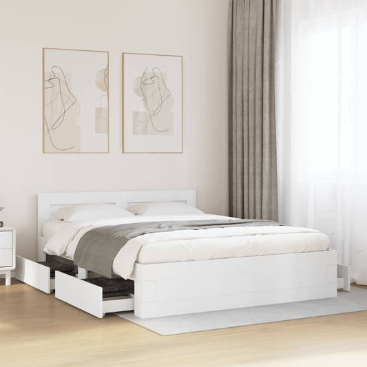 Bedframe met hoofdeinde zonder matras 160x200 cm wit